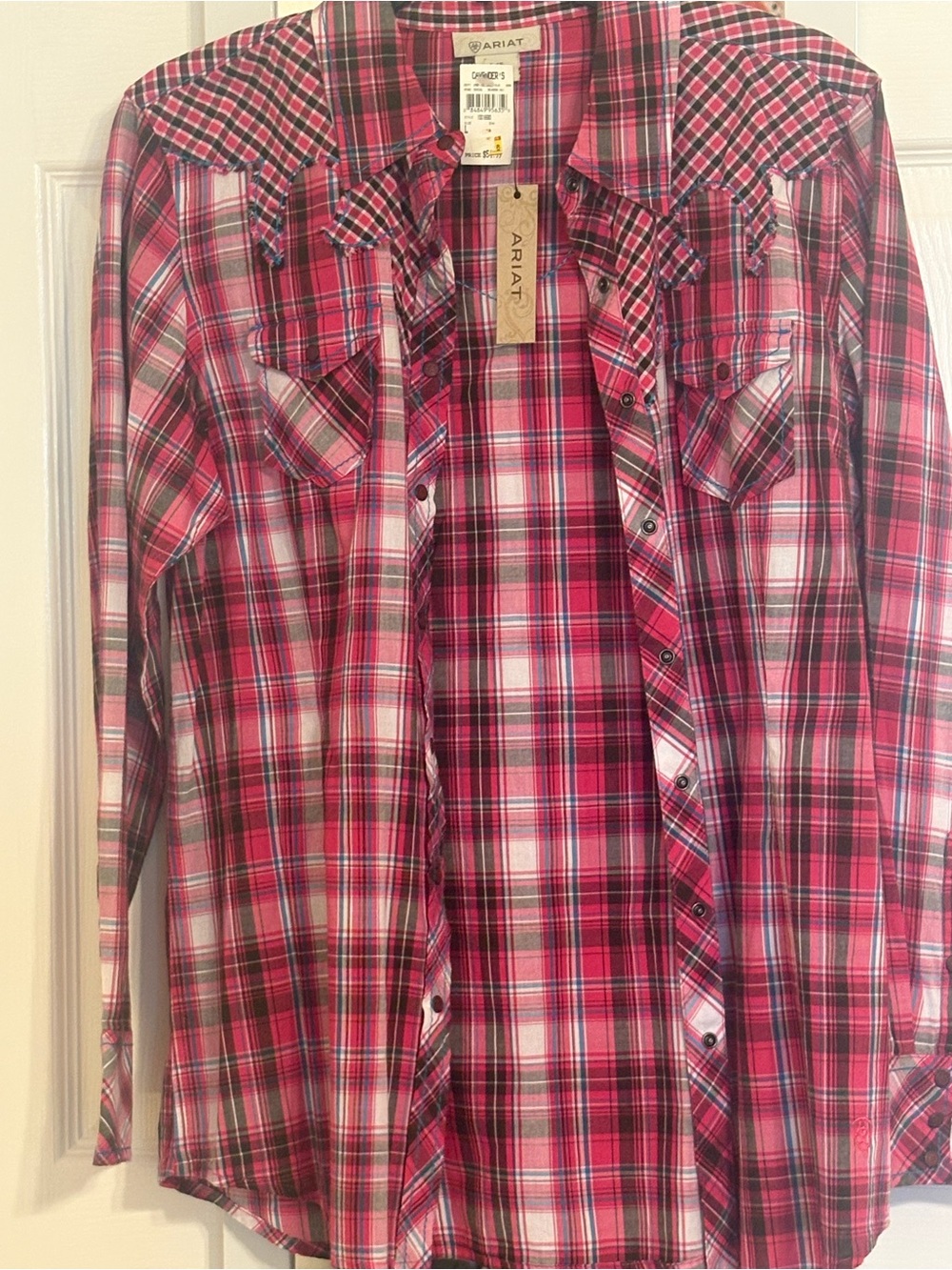 Ariat Hot Pink Plaid Western Snap Shirt